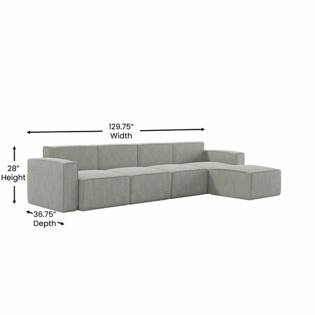 Flash Furniture Bridgetown Luxury Modular 5 Piece Sectional Sofa, Gray IS-IT2231-5PCSEC-GRY-GG